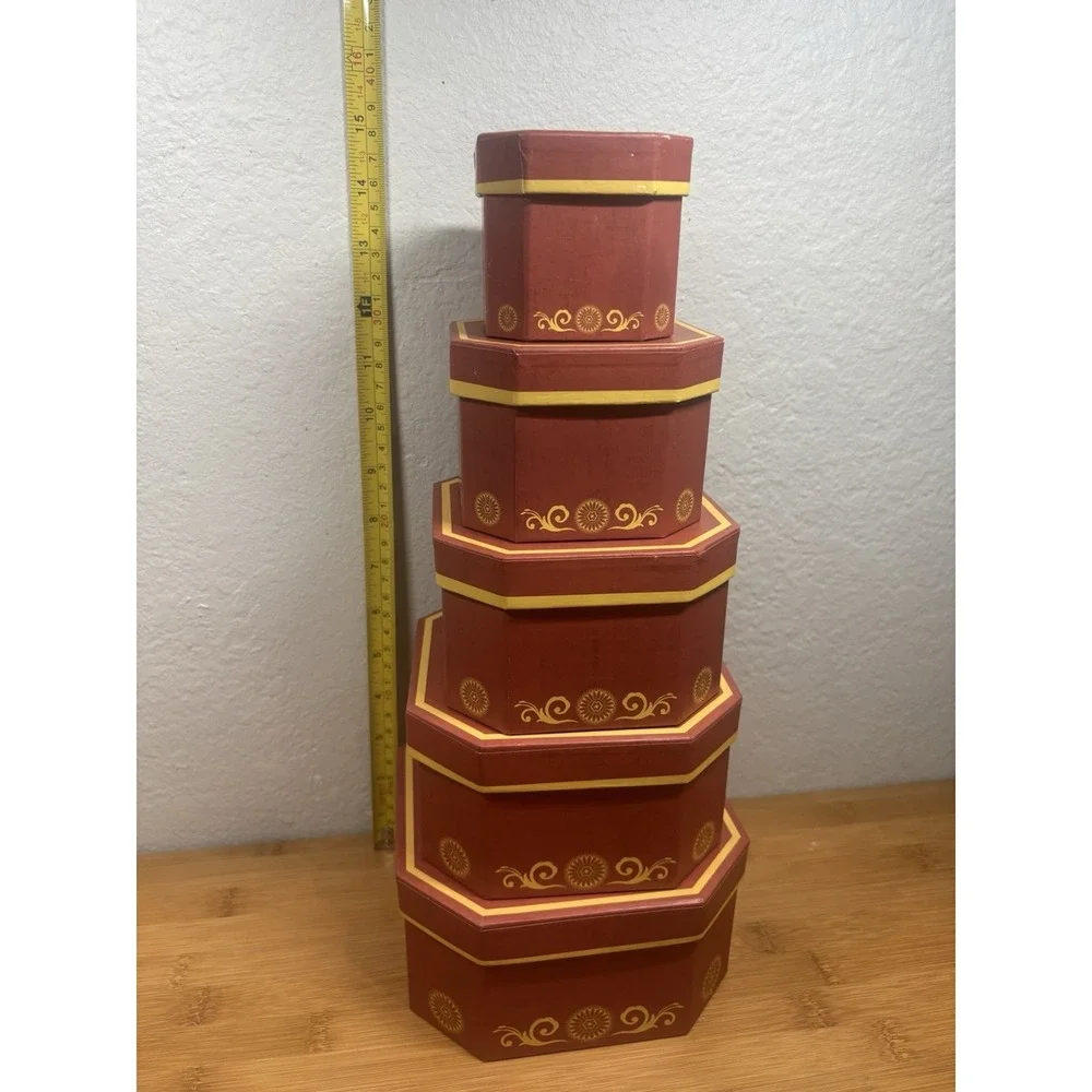 Gift Box Set 5 Hexagonal Nesting Boxes By Broadway Basketeers